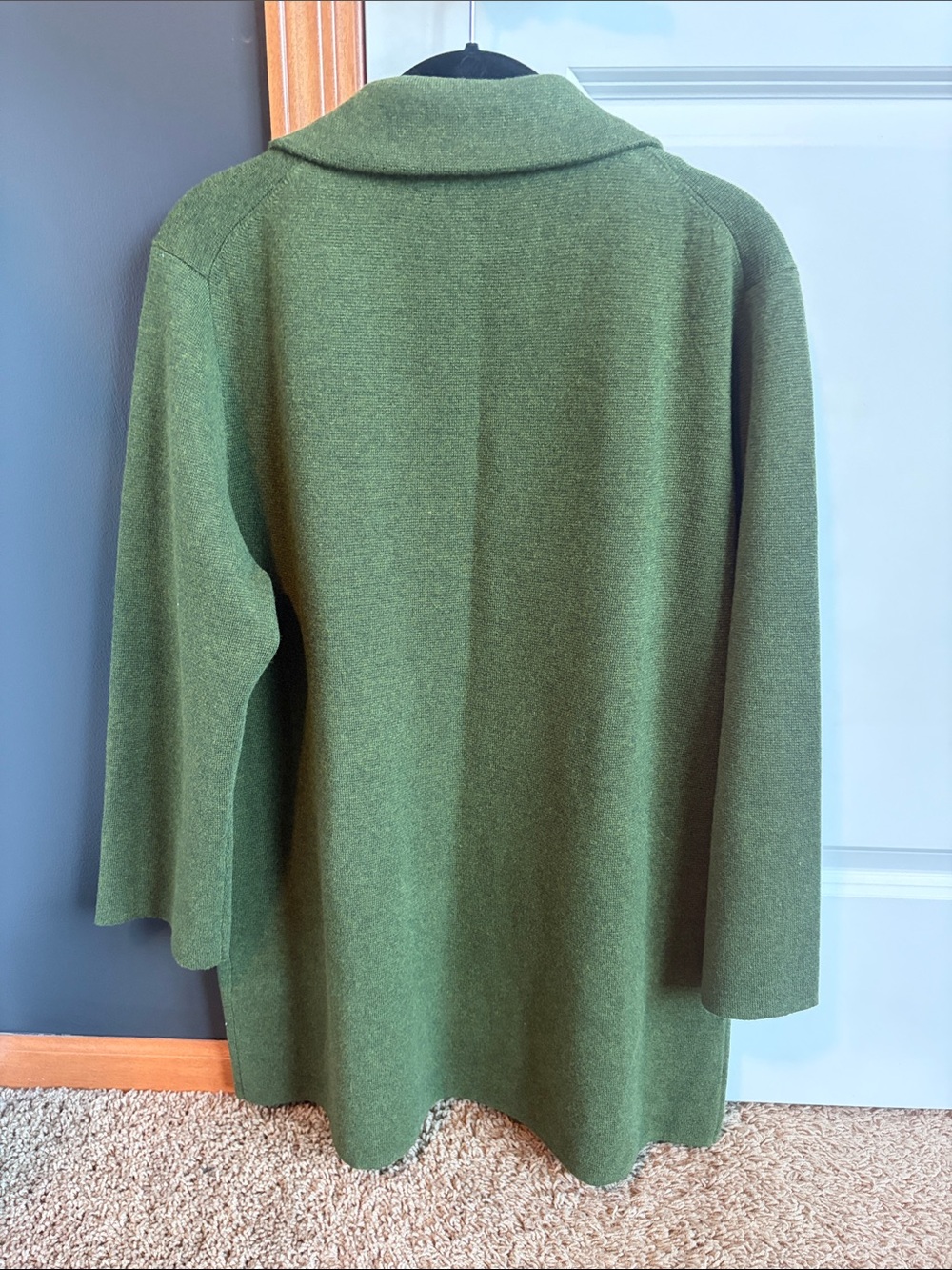 J. Crew Olive Green Open-Front Coatigan with Patch Pockets - Picture 4 of 4